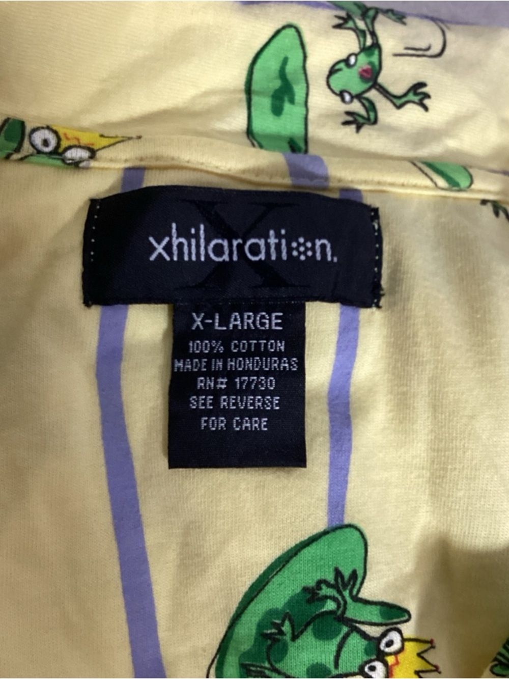 Xhilaration Womans XL Cotton Yellow Stripe Frogs Pajama Short Set - Picture 8 of 9